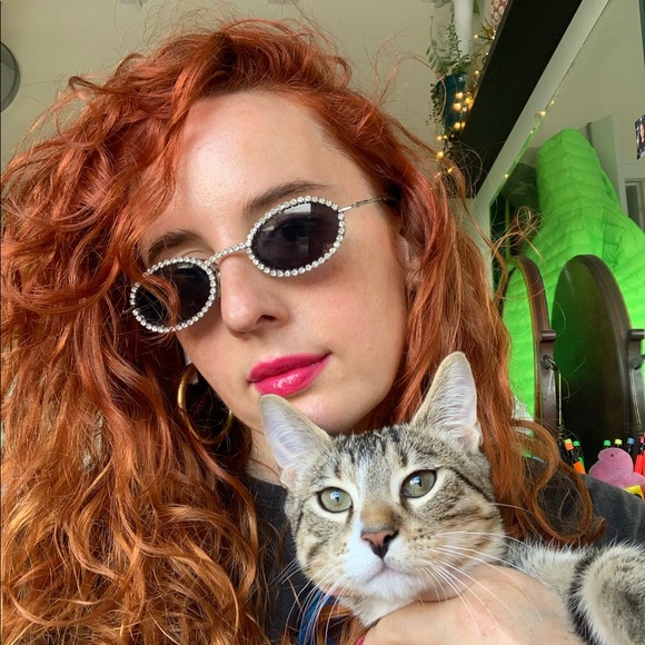 Vintage 90s Rhinestone Frame Small Oval Sunglasses